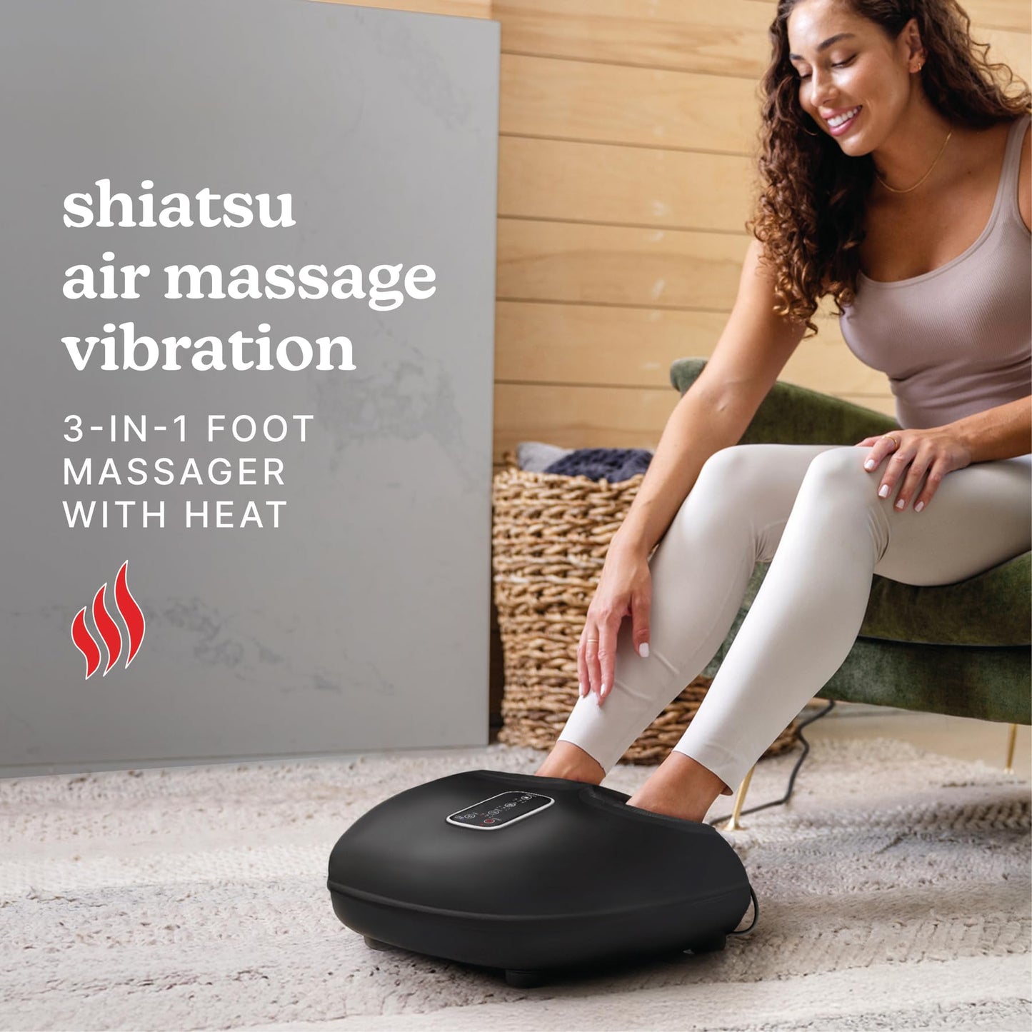 Homedics Shiatsu Foot Massager with Heat, Air Compression & Vibration, 3 Intensity Levels, Toe-Touch Controls, Removable Washable Inserts