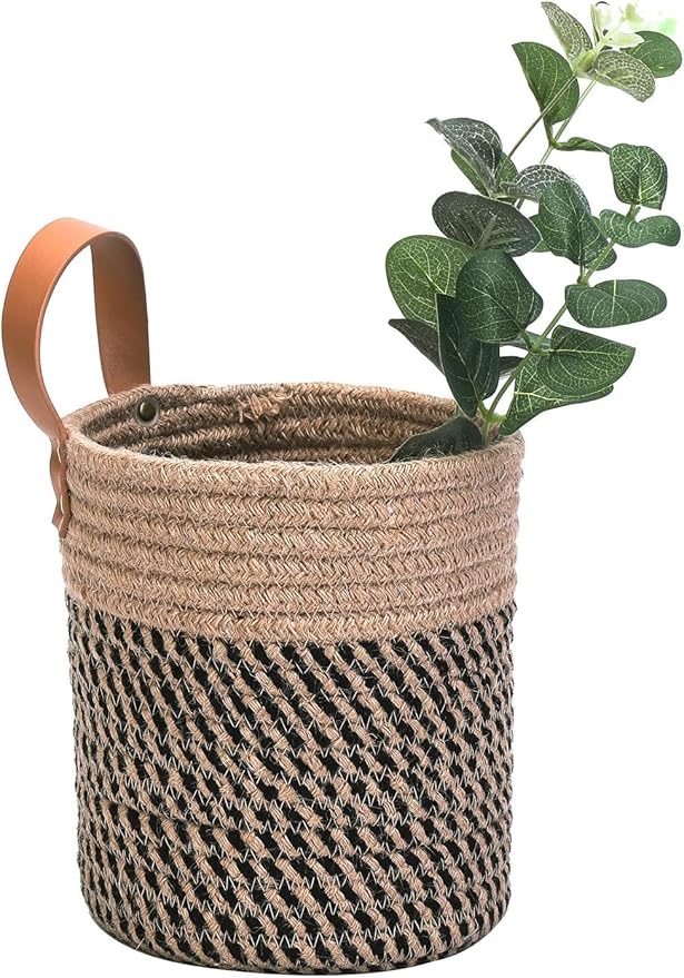 2pack Small Hanging Baskets-Cotton Rope Wall Basket