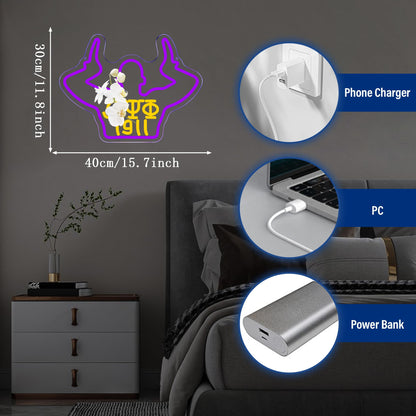 Omega Neon Light Sign Dimmable LED Greek Gesture Shape Retro Math Letter Psi Phi Neon Light, Party Bar Game Room Cinema Living Room Decor Festive Omega Birthday Holiday Gifts(15.7 * 11.8in)