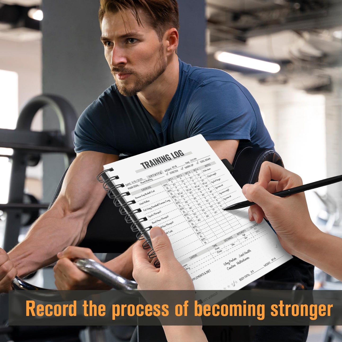 Workout Journal for Men & Women, Workout Planner with Monthly Calendar, ( 8.3" x 6") Grayish-black Texture Hardcover Workout Log Book Track Training, Diet, Progress, Achieve Wellness Goals, Perfect for Fitness Enthusiast