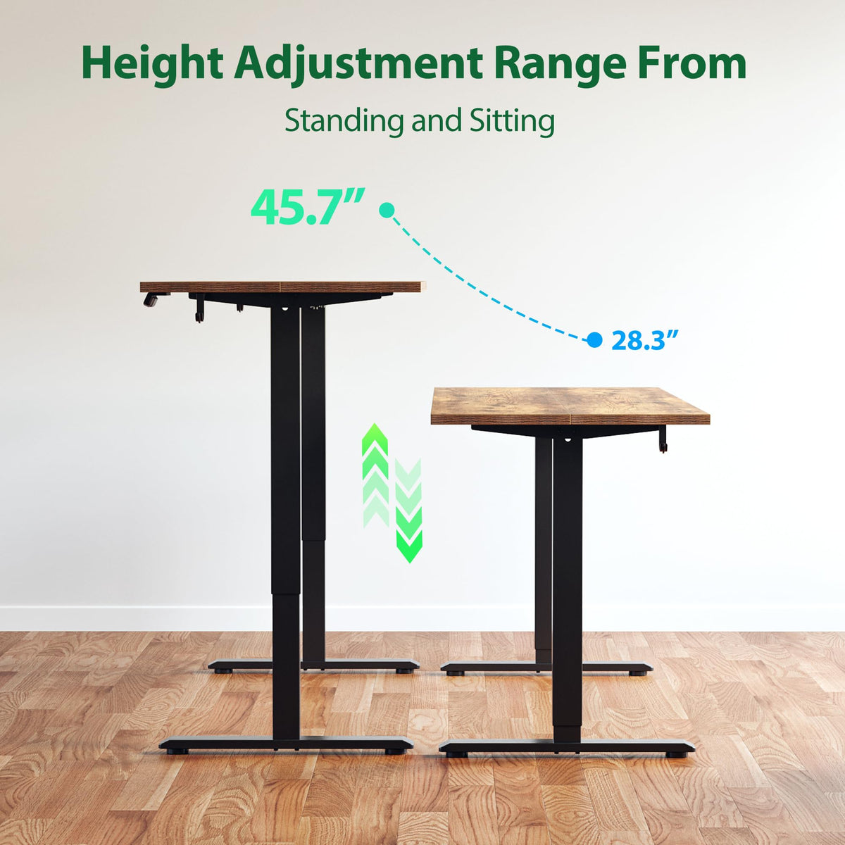 Agilestic Electric Standing Desk, 63 x 24 Inches Height Adjustable Desk, Sit Stand up Desk for Work Office Home, Splice Board, Rustic Brown