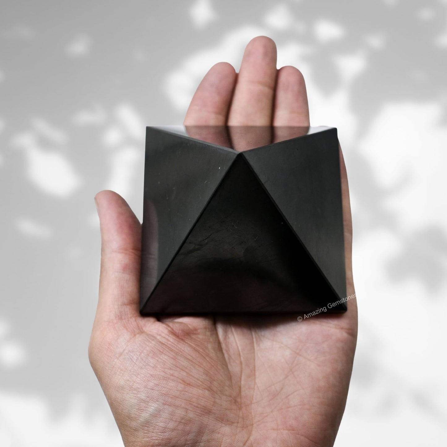 Amazing Gemstone Shungite Pyramid Crystal Healing Shungite Stones - 70mm Crystal Pyramid Figurine Piedra Shungite for E M F Protection, Meditation, Reiki, Chakra Balancing and Crystal Pyramids Grid