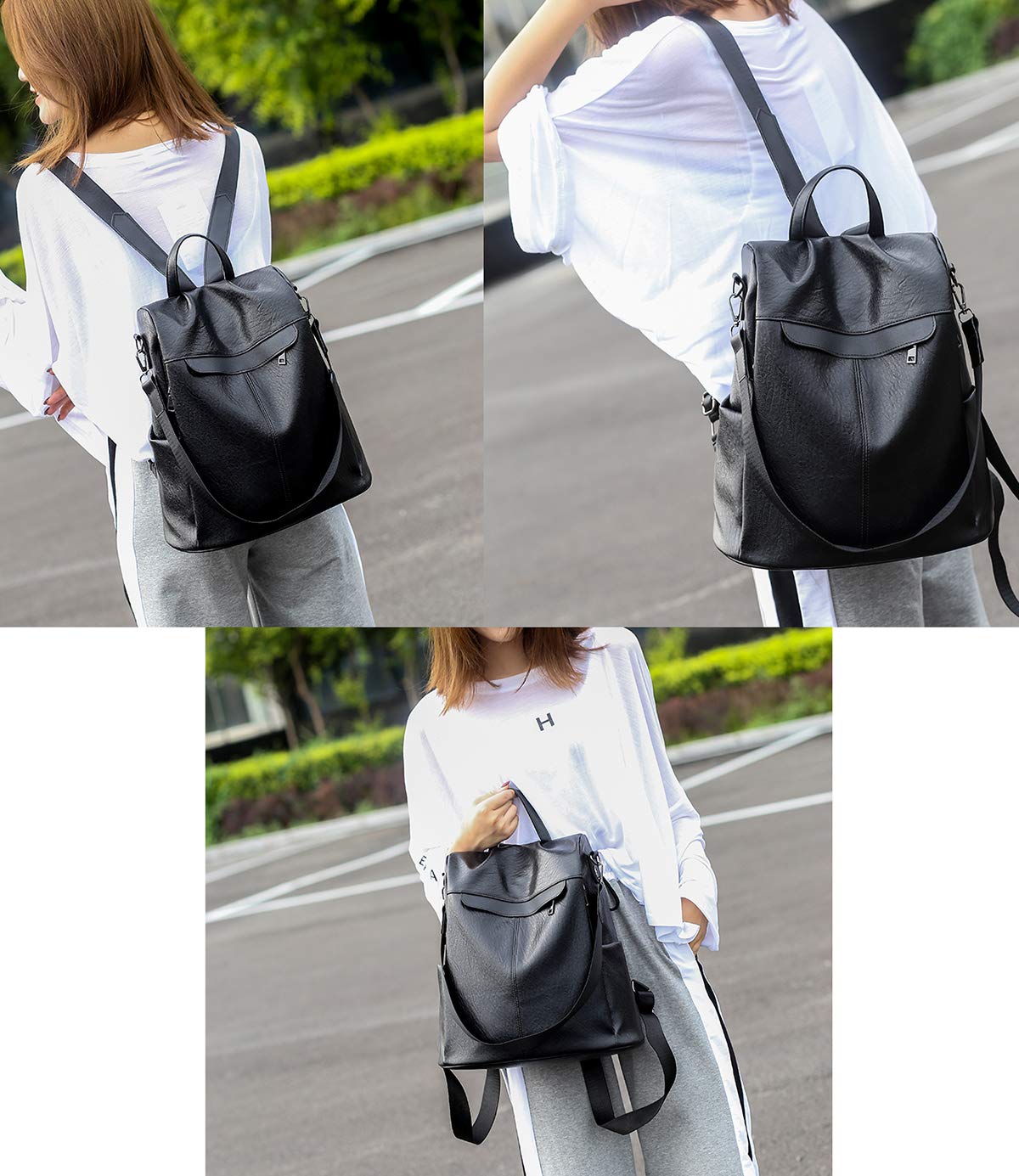 Estwell Women Anti-theft Backpack Handbag Ladies Rucksack Fashion PU Leather Shoulder Bag Waterproof Travel Daypack Casual School Bag