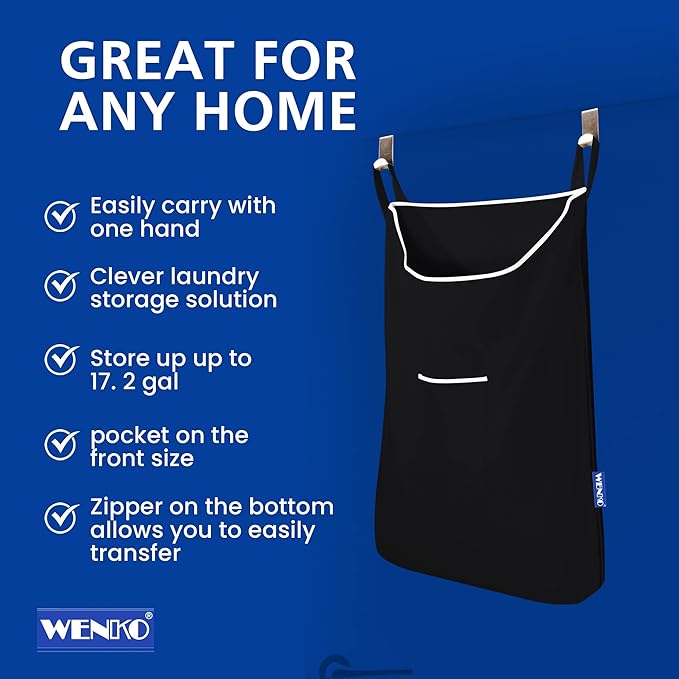 WENKO Laundry Hamper Bag Hanging, Over The Door Basket