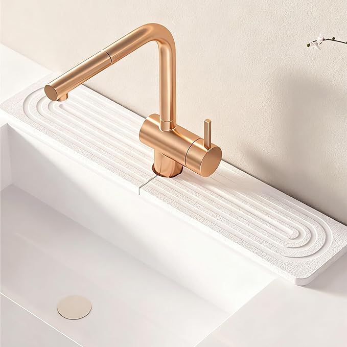 Stone Faucet Mat for Kitchen Sink, Diatomite Drying Stone Mat & Sink Protectors