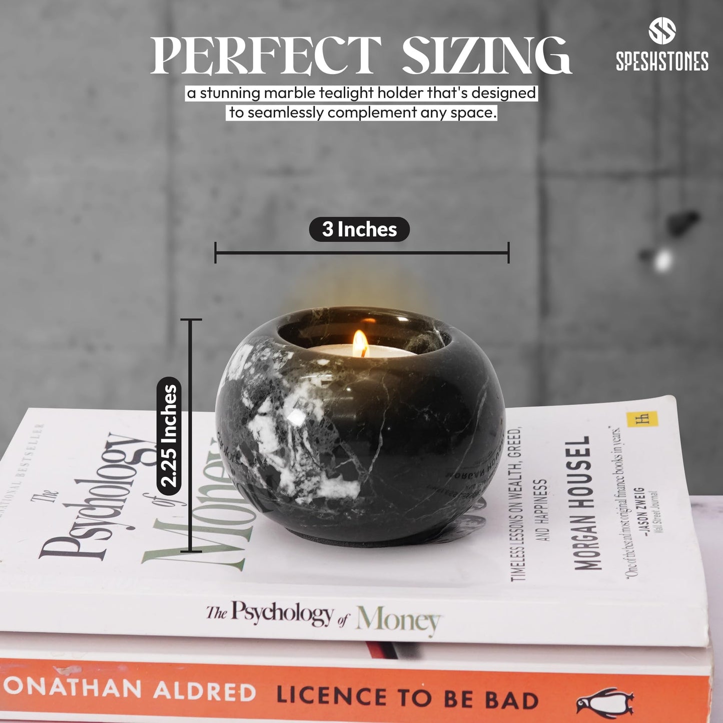 SPESHSTONES Marble Tealight Candle Holder 3-Inch Handmade Black Mini Votive Holder for Table Centerpieces, Earthy Room Decor, Decorative Candle Holder for Wedding Gifts