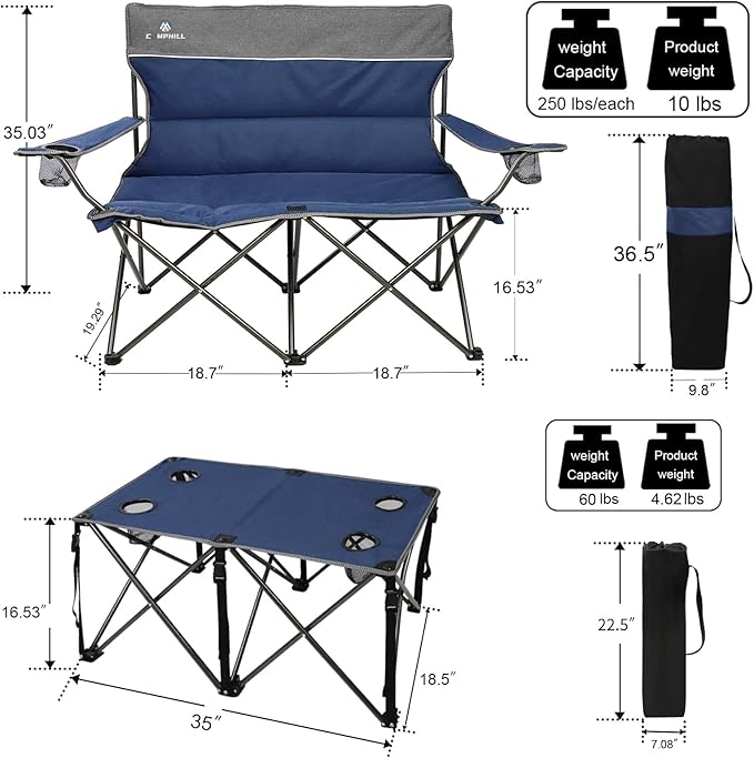 Camping Chair Set of 3, Outdoor Folding Camping Chairs
