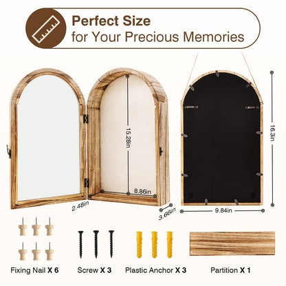 DGWJSU Shadow Box Frame 10x16 Large Shadow Boxes Display Cases with Linen Back and Removable Shelves, Picture Frame Wedding Bouquet Memorabilia Medals Photos Memory Box for Keepsakes, Carbonized Brown