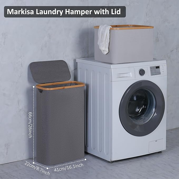 Slim Laundry Basket, 60L Laundry Hamper