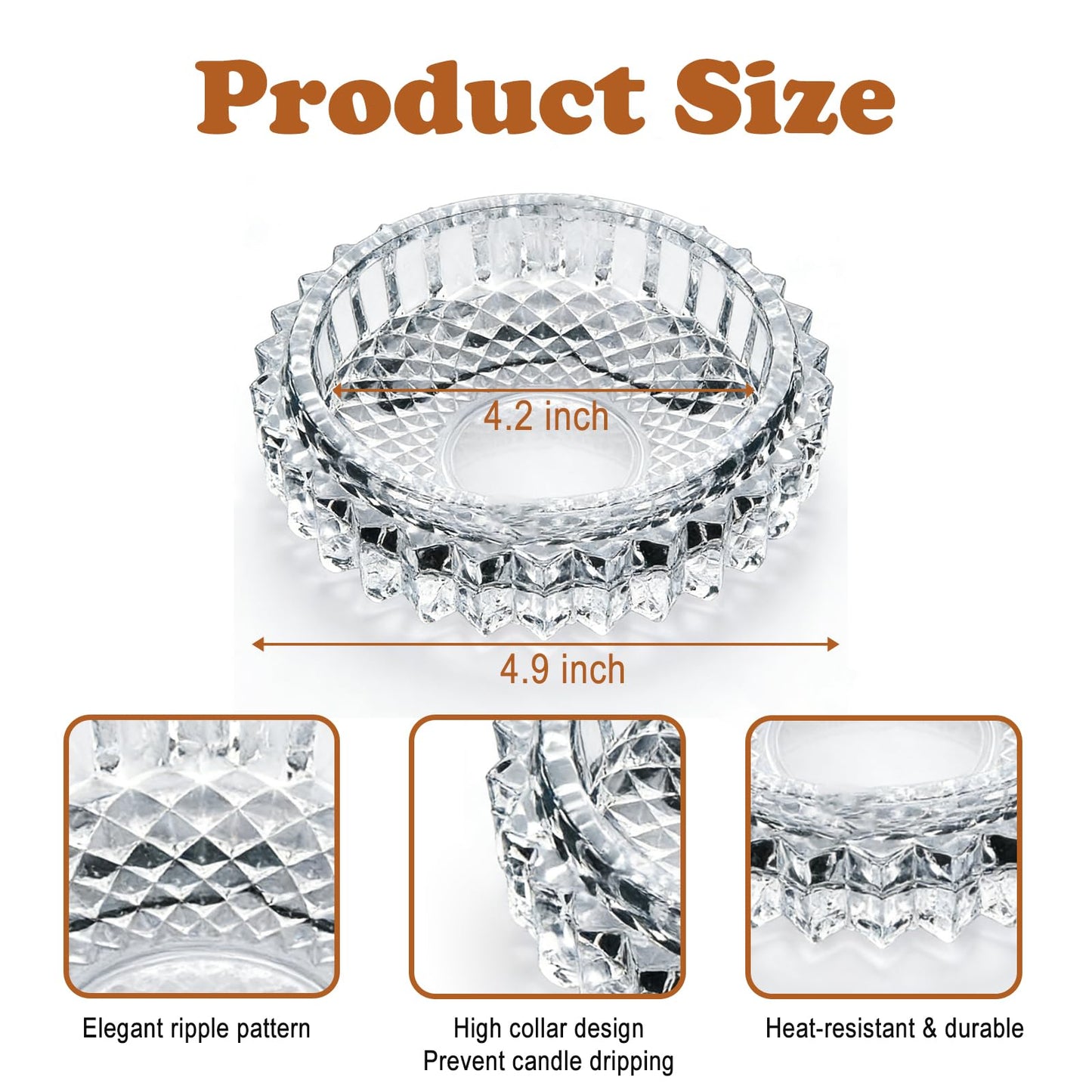 USfyccmr Glass Candle Holder – Modern Clear Glass Tray for Tea Lights & Votives Chic Home Decor Jewelry Holder Dish Decorative Coaster Plate Clear Candle Dish Display Accessory