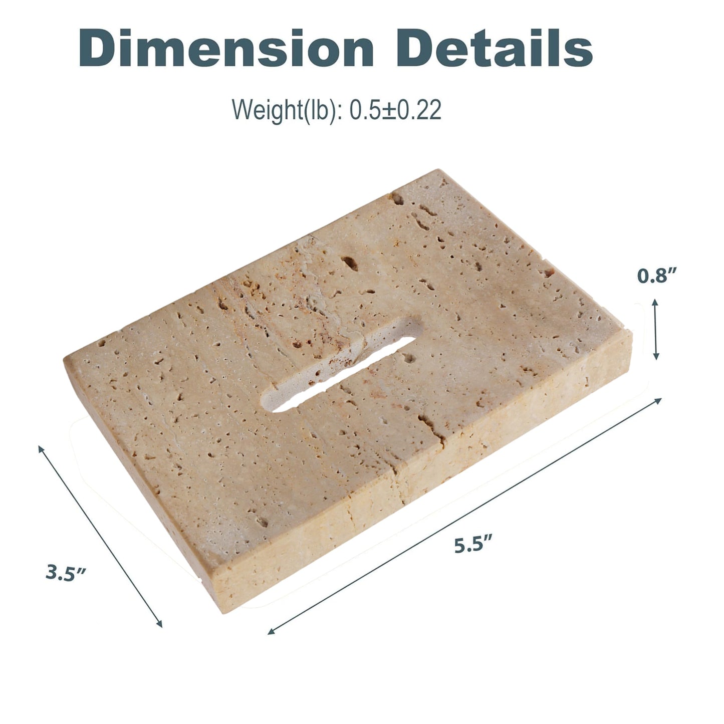 LMHOUS Natural Travertine Marble Soap Dish - Beige Brown Stone Soap Holder for Shower, Bathroom, Kitchen Sink Sponge & Jewelry Ring Tray