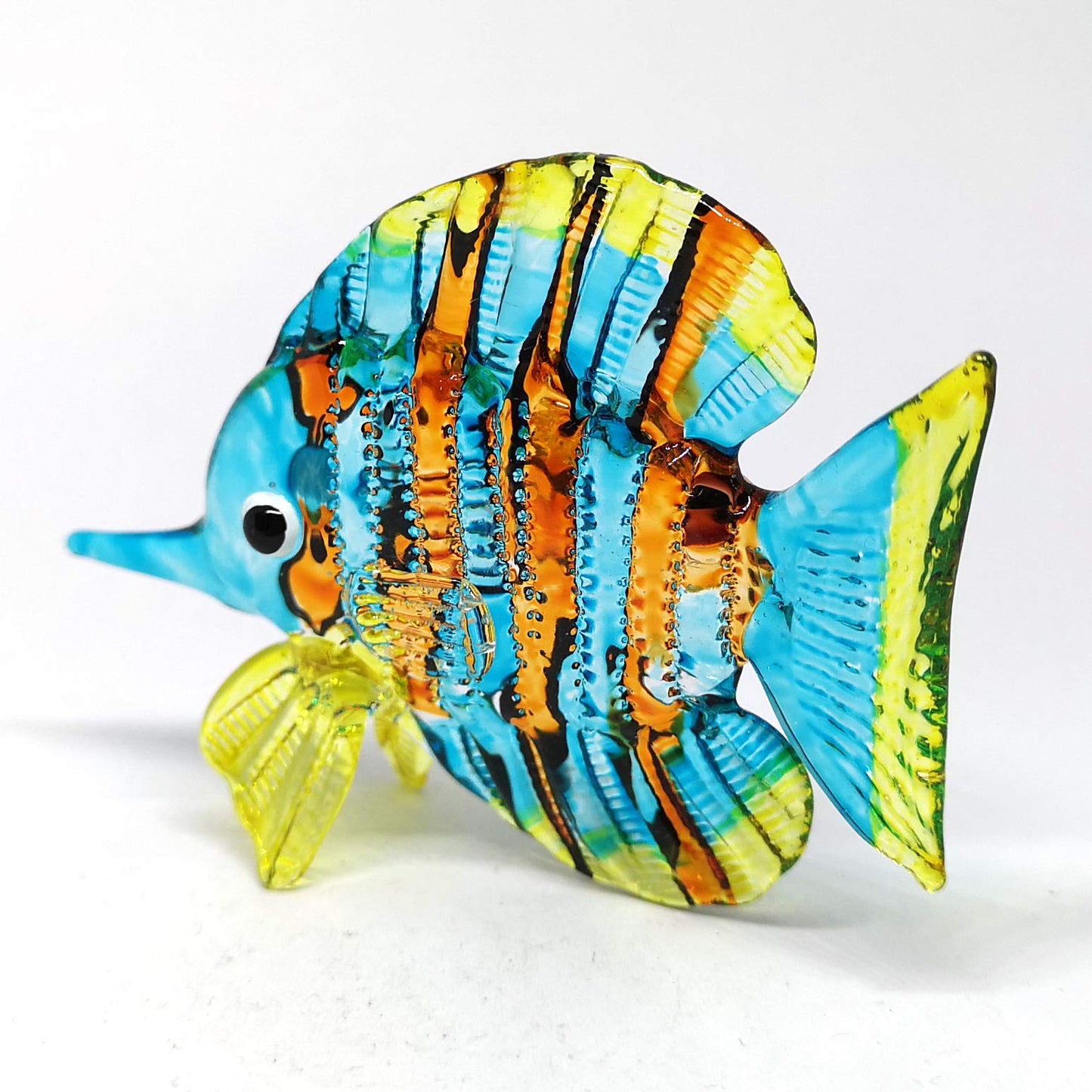ZOOCRAFT Glass Fish Figurine Coastal Style Miniature Hand Blown Handicraft Sculpture