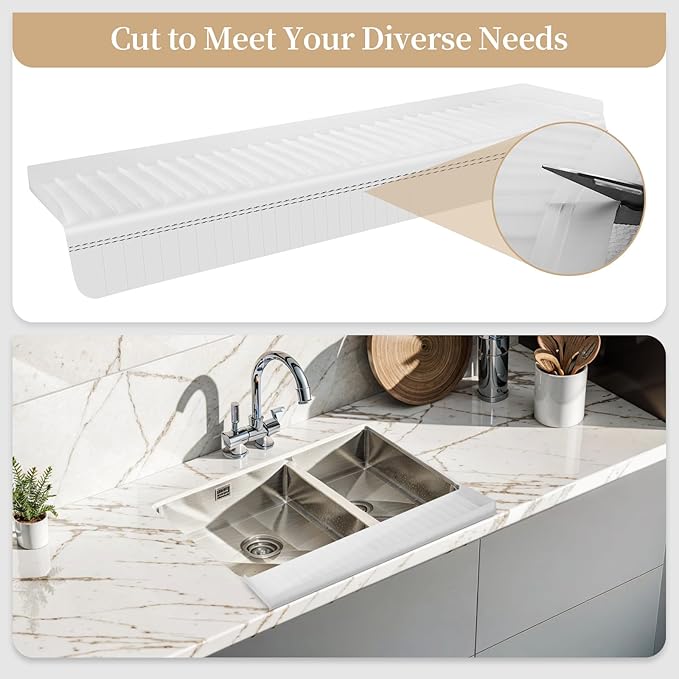 Sink Edge Protector with Suction Cup, Silicone Sink Splash Guard