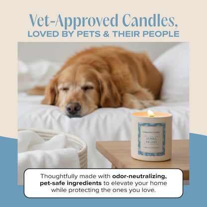 Companion Candles Cuddle Me Cozy Pet-Friendly Scented Candle – Linen, Cotton & Musk Fragrance - Coconut Soy Wax Candle with Wooden Wick, Approx. 50-Hour Burn Time, Made in USA, 11.8 oz