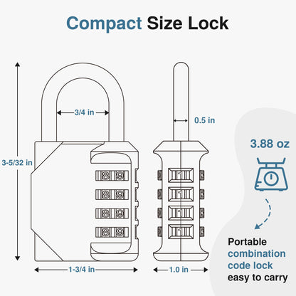 Puroma Combination Lock 10 Pack 4 Digit Waterproof Locker Locks Secure Outdoor Padlock for Gym Lockers, Toolboxes, Gates, Fences, Storage, Sports Locker, Cabinets (Black)