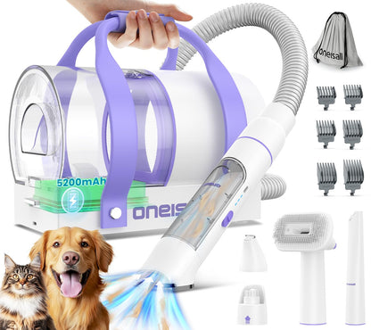 oneisall Dog Grooming Kit with Vacuum,Dog Clippers Vacuum,10000Pa Powerful Suction 99% Pet Hair,Pet Hair Vauum with 12 Proven Tools for Shedding Grooming