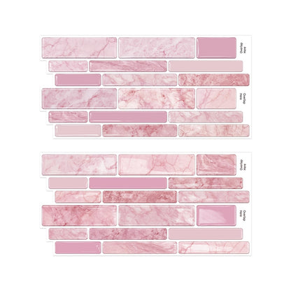 Alwayspon 9.69x4.72inchx10Pcs Marble Subway 3D Self Adhesive Wall Tile Sticker, Peel and Stick Adhesive Waterproof Backsplash Stick on Tile Decal for Kitchen Bathroom Wall, Pink