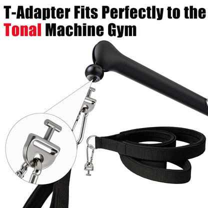 Pilates Loops Compatible with Tonal Smart Home Gym, Double Loop Soft Lined Pilates Straps with T Lock Adapter, W/Snap Hooks, D-Ring Straps for Home Gym & Yoga Workout Accessories (2Pcs)