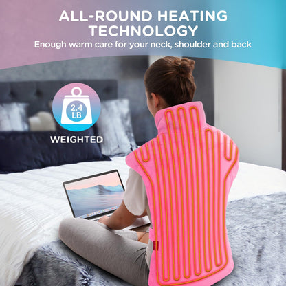 Comfytemp Upgraded Heating Pad for Back Neck Shoulders Deeper Pain Relief, 22"x33" Large Weighted Electric Heat Pad, Gifts for Women Men, Safe Design — 2H Auto-Off, Soft & Washable
