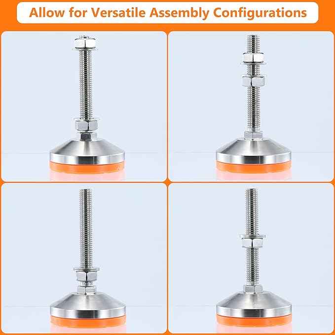 Heavy Duty 3000 lb Capacity Stainless Steel Adjustable Leveling Feet