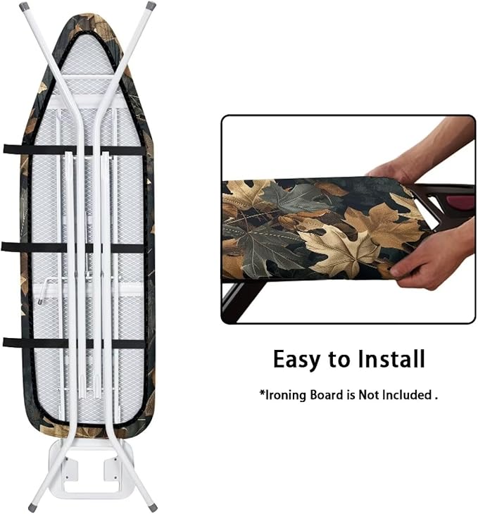 Leaves Ironing Board Cover, Full Scorch Resistant Padding, Elastic Edges