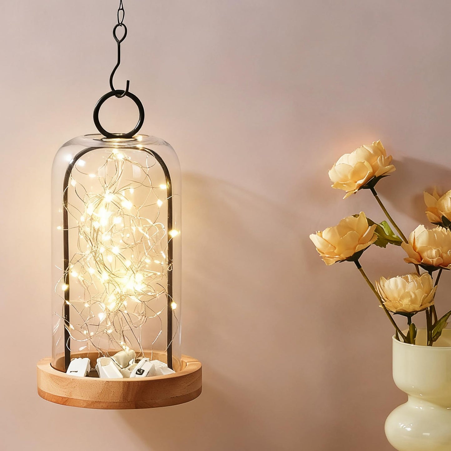 12" High Versatile Vintage Brass Metal Candle Holder with Handmade Sturdy Glass Dome and Natural Wooden Base for Pillar Candle & Plants, Industrial, Farmhouse, Shabby Chic, Display Cloche Bell Jars