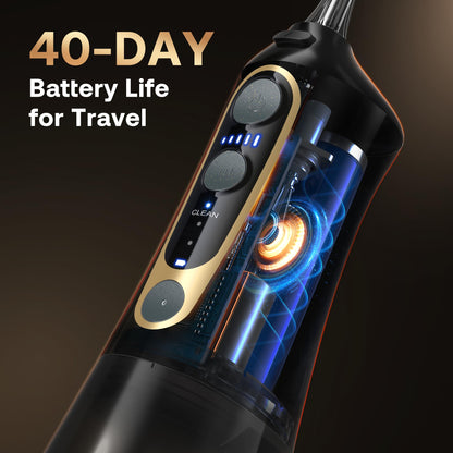 Bitvae Water Dental Flosser for Teeth, Cordless Water Teeth Cleaner Picks, 3 Modes 5 Intensities, IPX7 Waterproof, Rechargeable Water Dental Picks for Cleaning - Black
