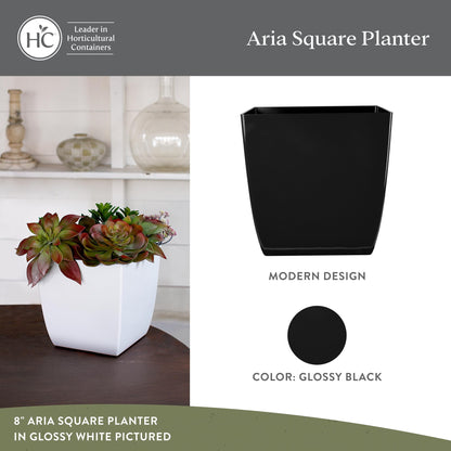 The HC Companies ASP08000P26 Square Planter, 8", Black Onyx