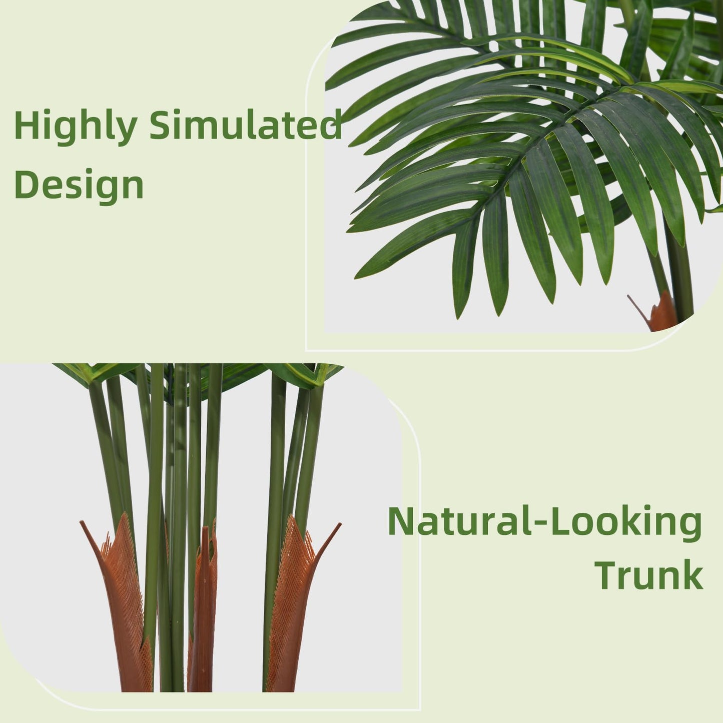 Artificial Palm Plant Indoor 5FT Fake Tree with Mocha Diamond Planter Faux Tropical Areca Tall Fake Floor Plant Potted Artificial Trees for Home Office Living Room Decor Indoor