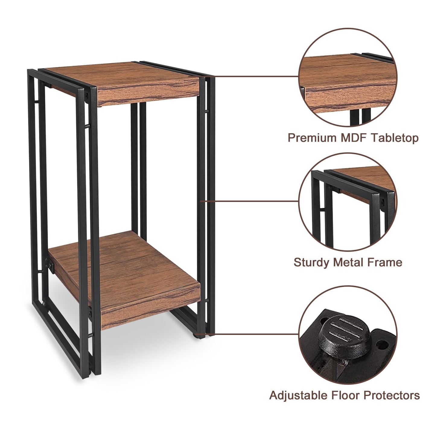 fusehome 22 inch Plant Stand Table, 2 Tier Plant Shelves Indoor Flower Pots Stand Holder Modern Corner Plant Stand Rack Shelves Square Plant Tables for Office Living Room, Balcony,Brown