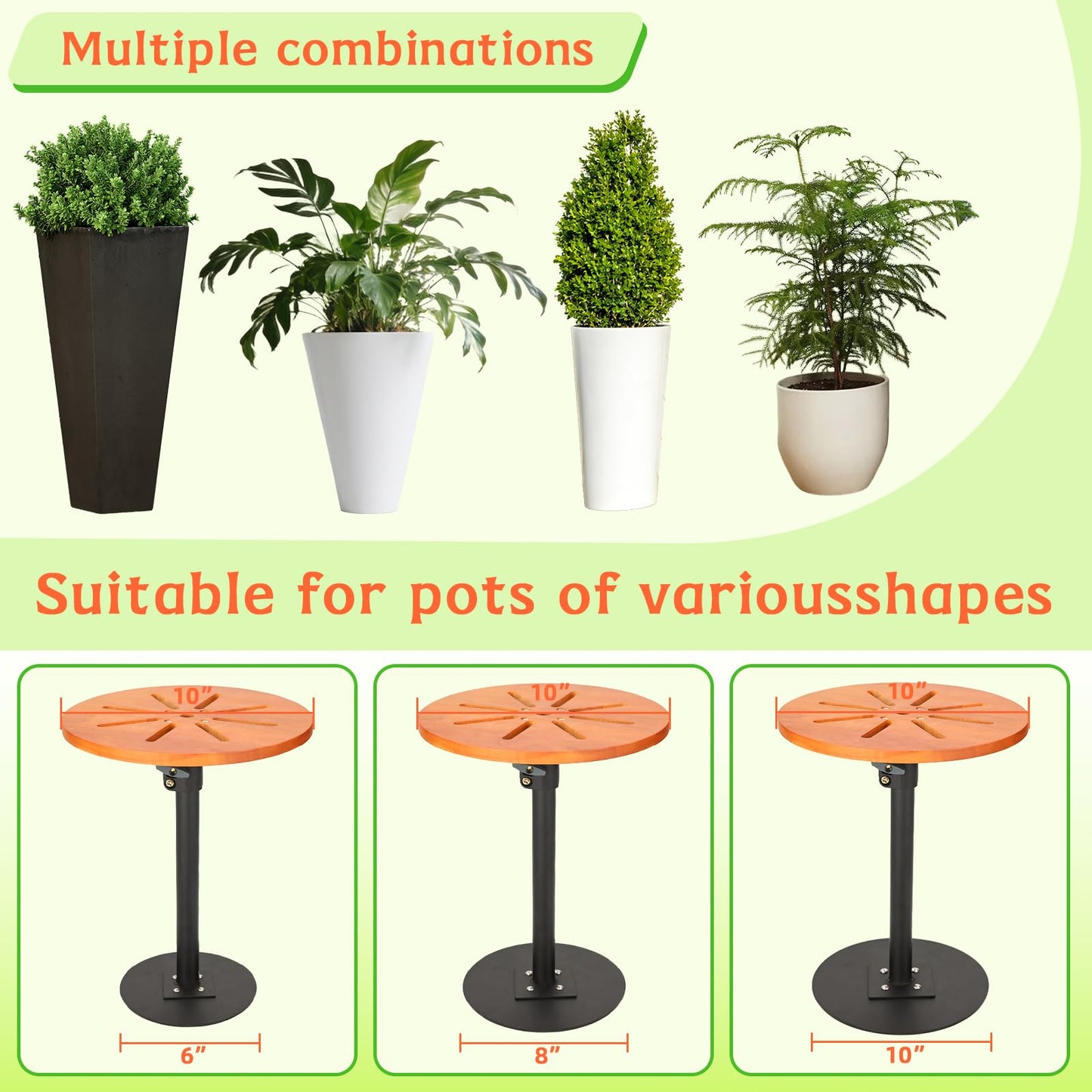 EXCELFU Adjustable Plant Risers for Inside Pots,12-21” Planter Inserts for Large Pots,Planter Filler Lift Insert Bottom of Tall Flower Pot and Large Plant Containers,8" Base, 10" Top-2pack