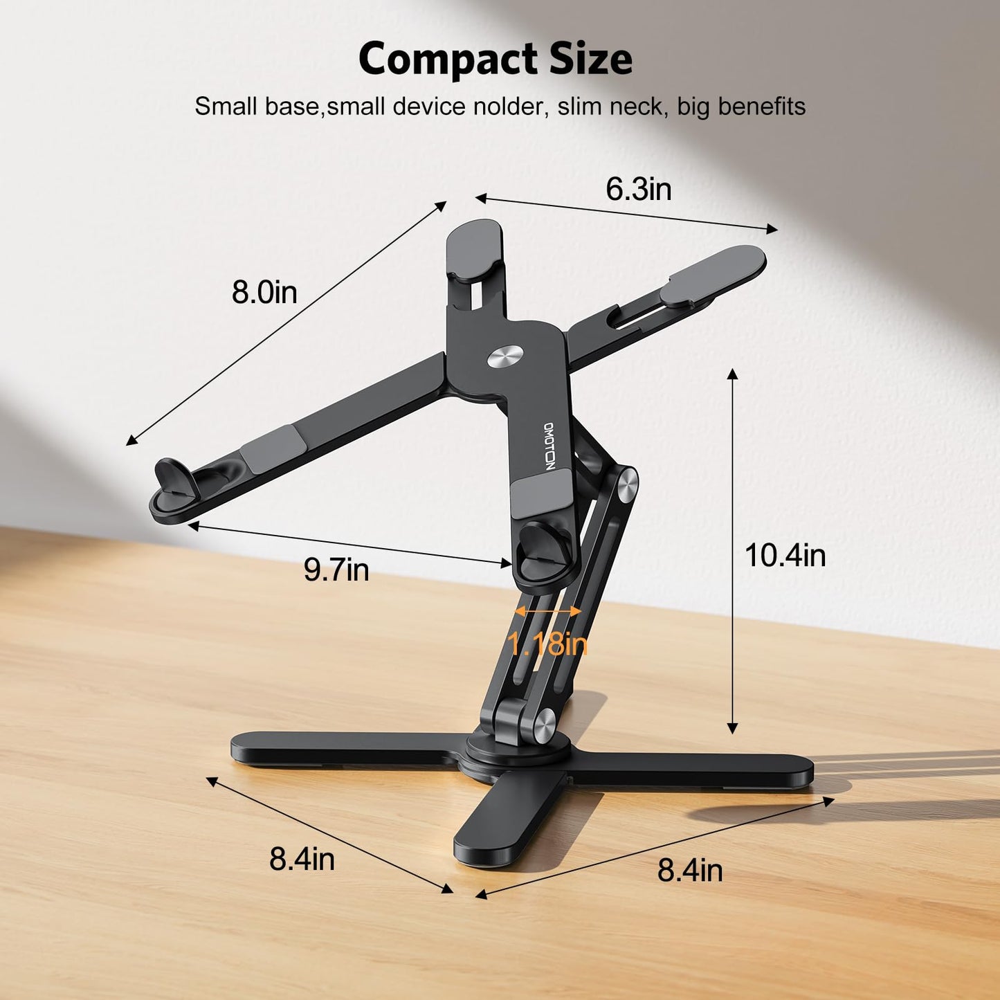 OMOTON 360° Rotating Laptop Stand Riser for Desk, Ergonomic Foldable Computer Stand Adjustable Height Angles for Collaborative Work, Easy Storage Fit Macbooks,All Laptops up to 16 inches, Silver