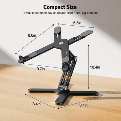 OMOTON 360° Rotating Laptop Stand Riser for Desk, Ergonomic Foldable Computer Stand Adjustable Height Angles for Collaborative Work, Easy Storage Fit Macbooks,All Laptops up to 16 inches, Silver