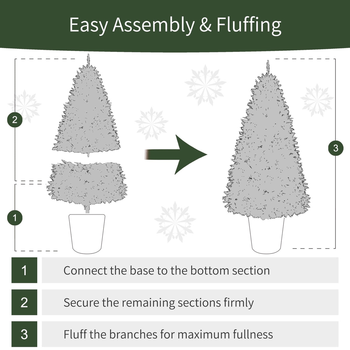 Puleo International 4.5ft Pre-Lit Potted Flocked Arctic Fir Christmas Tree with 70 Clear Lights, 419 Realistic Dense Snow Flocked Branch Tips, Easy Setup Artificial Trees with Sturdy Stand