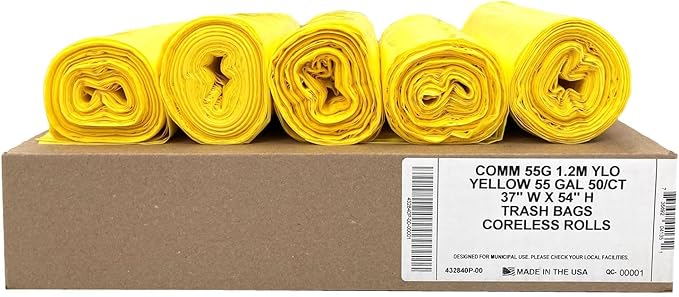 Ultrasac Heavy Duty 55 Gallon Yellow Trash Bags