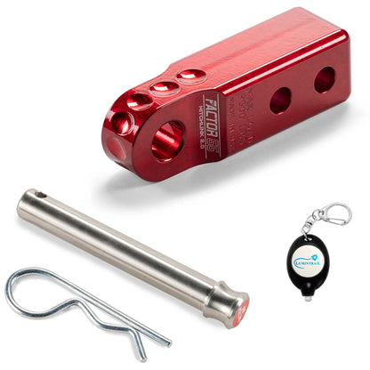 Factor 55 Shackle Mount Receiver HitchLink 2.0 Rated 9,500 lbs, Red, Bundle with a Factor 55 Quick Release Hitch Pin and Keychain