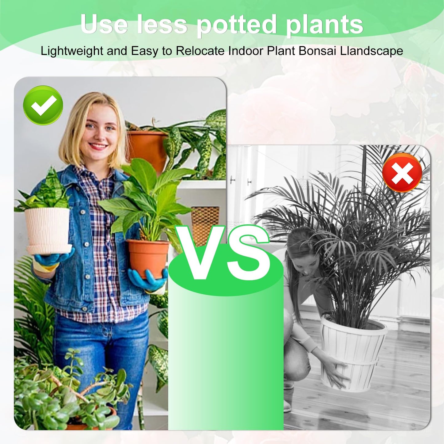 Adjustable Plant Risers for Inside Pots for Large Pots (13-21 in) Plant Risers Wooden Plant Risers for Pots Outdoor Tall Taper Flower Pot (6" 8" 10" Base or Top) for High Pots of Various Shapes(2 Pcs)