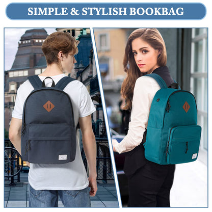 Kasgo School Backpack, 15.6 Inch Classic Lightweight Water-Resistant Rucksack Backpack for Men Women Teens Girls Boys Kids to School, College, Travel, Work, Sapphire Blue