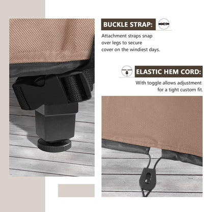 ULTCOVER Rectangular Patio Heavy Duty Table Cover - 600D Tough Canvas Waterproof Outdoor Dining Table and Chairs General Purpose Furniture Cover Size 88L x 62W x 28H inch