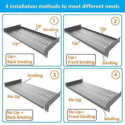 Jingchengmei 1U Disassembled Vented Cantilever Server Rack Mount Shelf 8"(203mm) Depth for 19-Inch Network/AV Equipment Rack and Cabinet(1U8V)