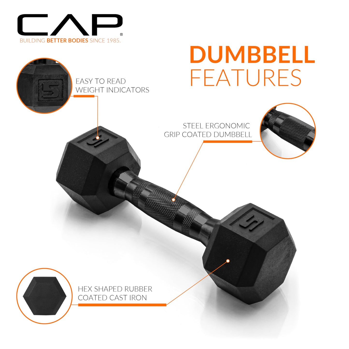 CAP Barbell Coated Dumbbell Weight | Multiple Options Pairs & Sets