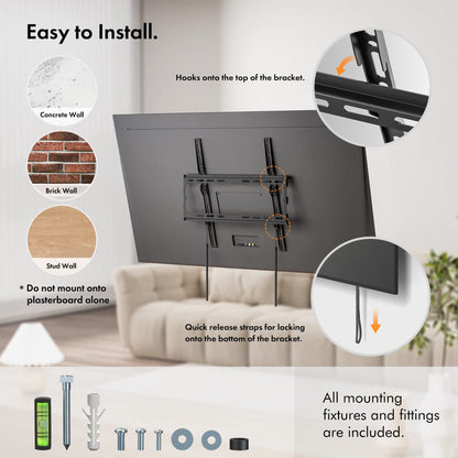 VonHaus TV Wall Bracket for 32-75" Screens, Ultra-Slim TV Bracket with Spirit Level, Flat to Wall Mount, 55kg Capacity, Max VESA: 400x400mm