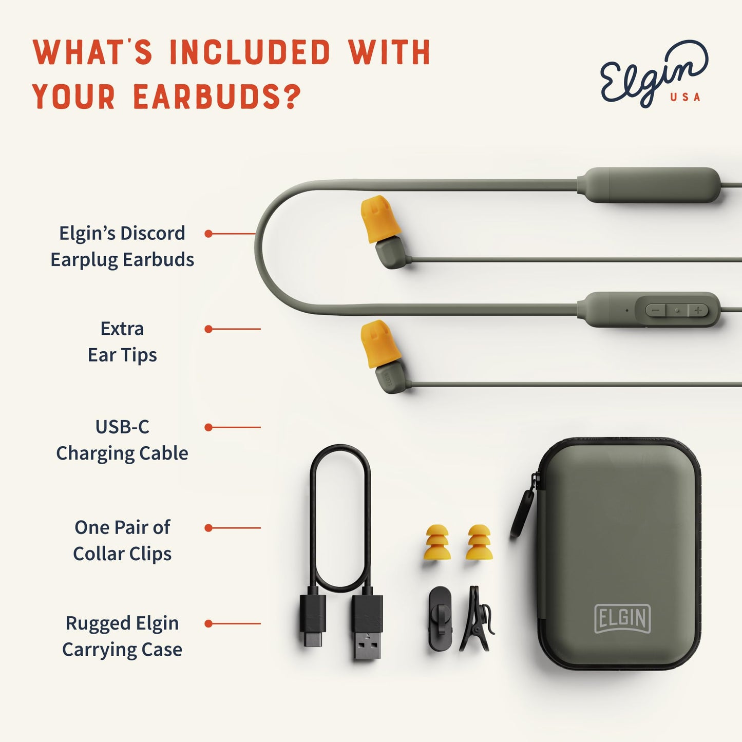 Elgin Discord Gen 3 Bluetooth Earplug Earbuds, OSHA Compliant Wireless in-Ear Headphones, 31dB NRR ANSI Certified Noise Isolation, Dynamic 8mm Driver, USB-C Charging, 14-Hour Playback