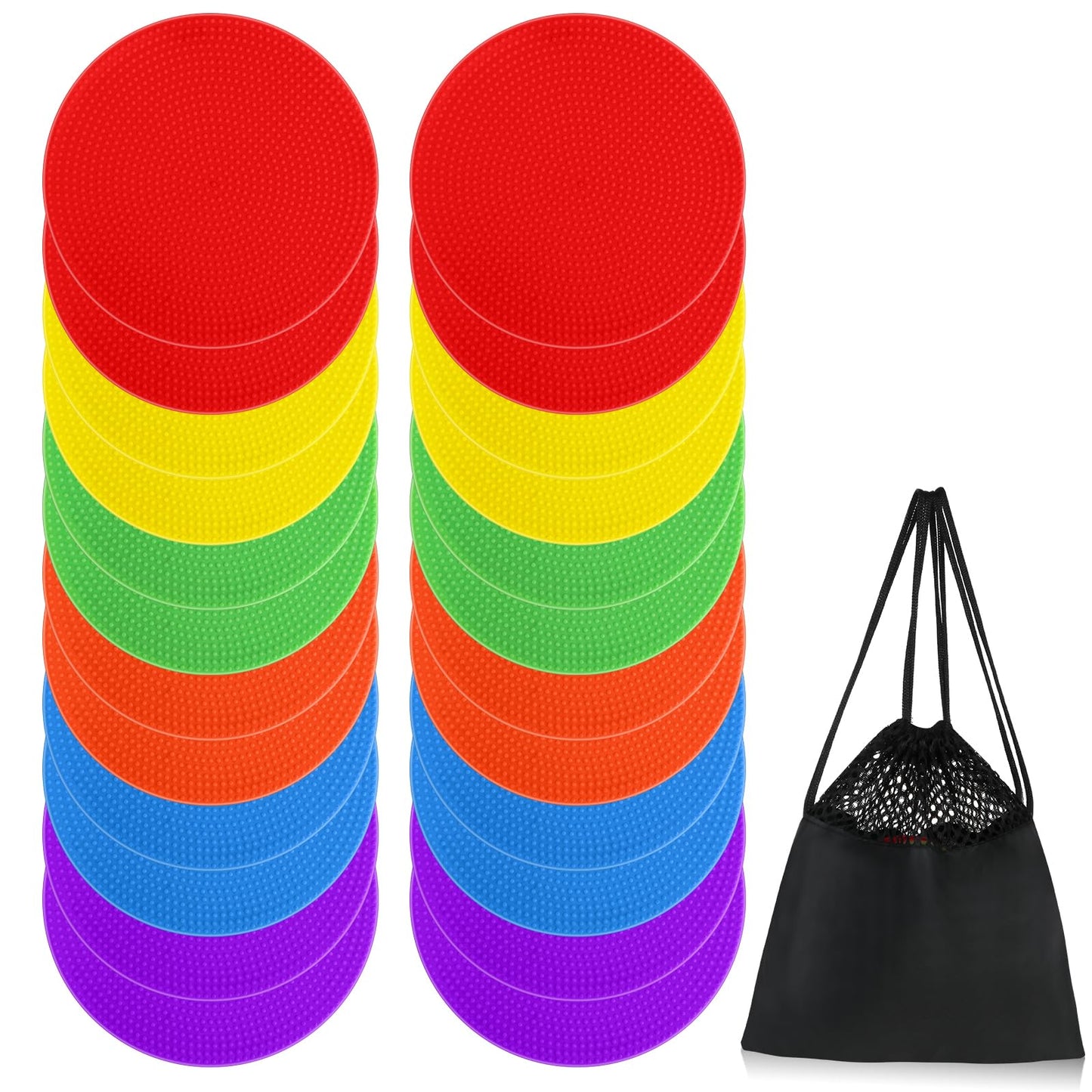 ZIECE Poly Spot Markers 4inch Poly Spots for Gym Floor, 24 Pcs Flat Cones Non-Slip Rubber Floor Dots Agility Markers for Soccer Basketball Sports Speed Training, Dance, Classroom Activities