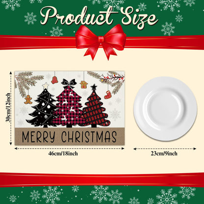 Christmas Tree Snowflakes Placemats Set of 4 Winter Gifts for Christmas Women Rustic Holiday Placemats Decor for Xmas Party Outdoor Home Kitchen Dining Recyclable Table Mats 12x18 inch - DH718