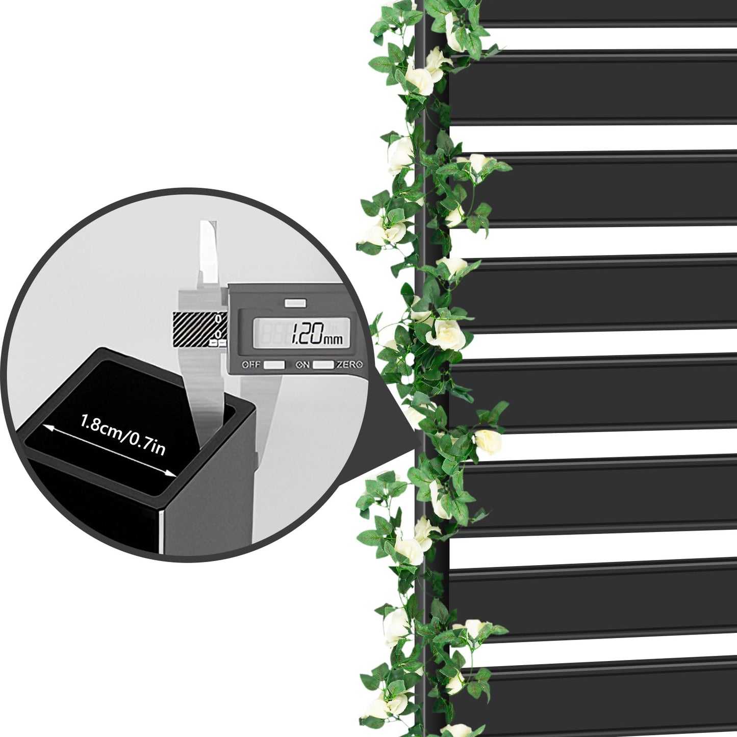 Metal Raised Garden Bed with Trellis, 2 in 1 Trellis with Planter Box & Privacy Screen for Climbing Plants, Vine, Outdoor Standing Flower Beds with Drainage Holes, 35" L x 16" W x 71" H, Black