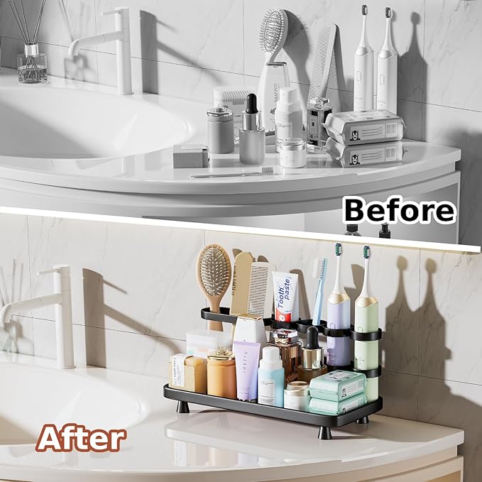 Electric Toothbrush Holder for Bathroom Countertop 5 Metal Slots Toothpaste