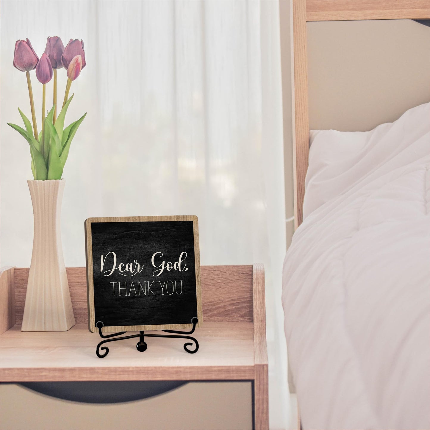 Modern Farmhouse Decor, Home Decor For Living Room, Boho Chic Aesthetic Shelf Decorations, Christian Dear God Sign, Farm House Entryway Tv Stand Fireplace Coffee Table Decoration (01)
