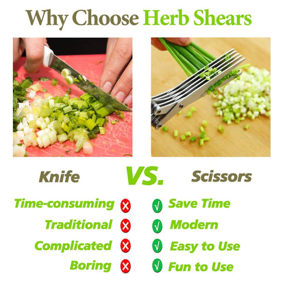 2025 Upgraded Herb Scissors, Effortless Herb Shears Cutter Tool with Sharp Stainless Steel Blades for Fresh Herbs, Must-Have Kitchen & Cooking Gadget, Black