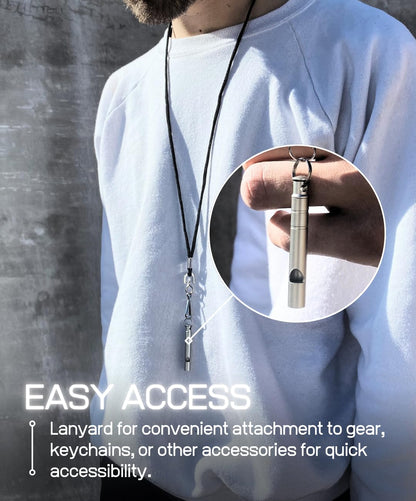 Titanium Whistle with Lanyard Emergency Safety, Titanium Gray, Set of 2, Weather Resistant, 125db Your Lifesaving Outdoor Essential, Perfect for Hiking, Pets, Sports, and Emergencies for Keychain